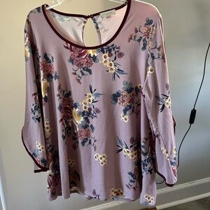 1x long sleeve blouse with flutter sleeves
